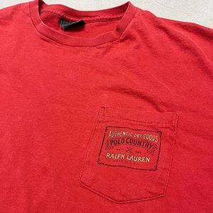 Vintage Polo Ralph Lauren Country Pocket T-Shirt Red Large